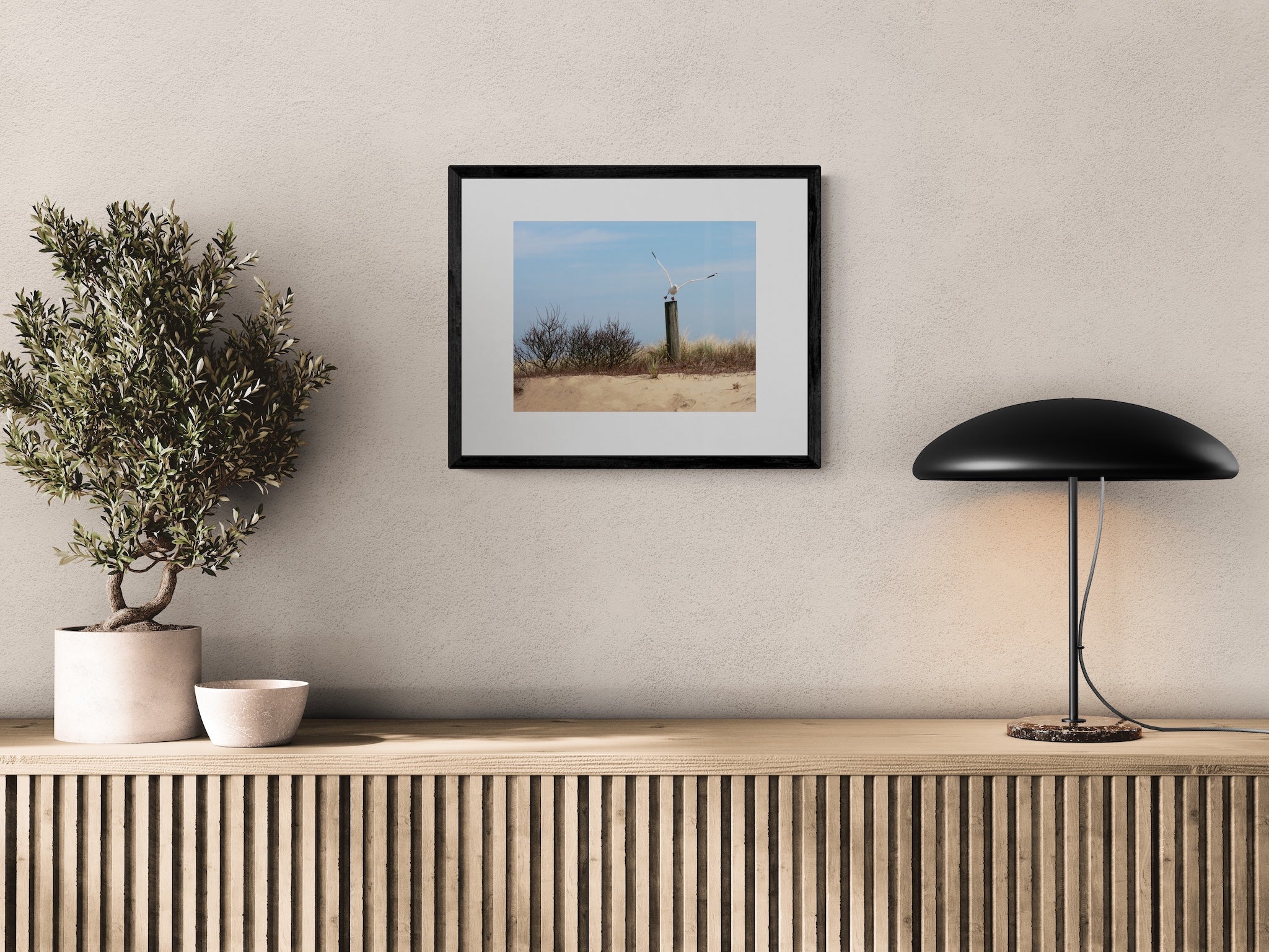 Coastal Seagull Wall Art: Serene Martha's Vineyard Beach Landscape Print