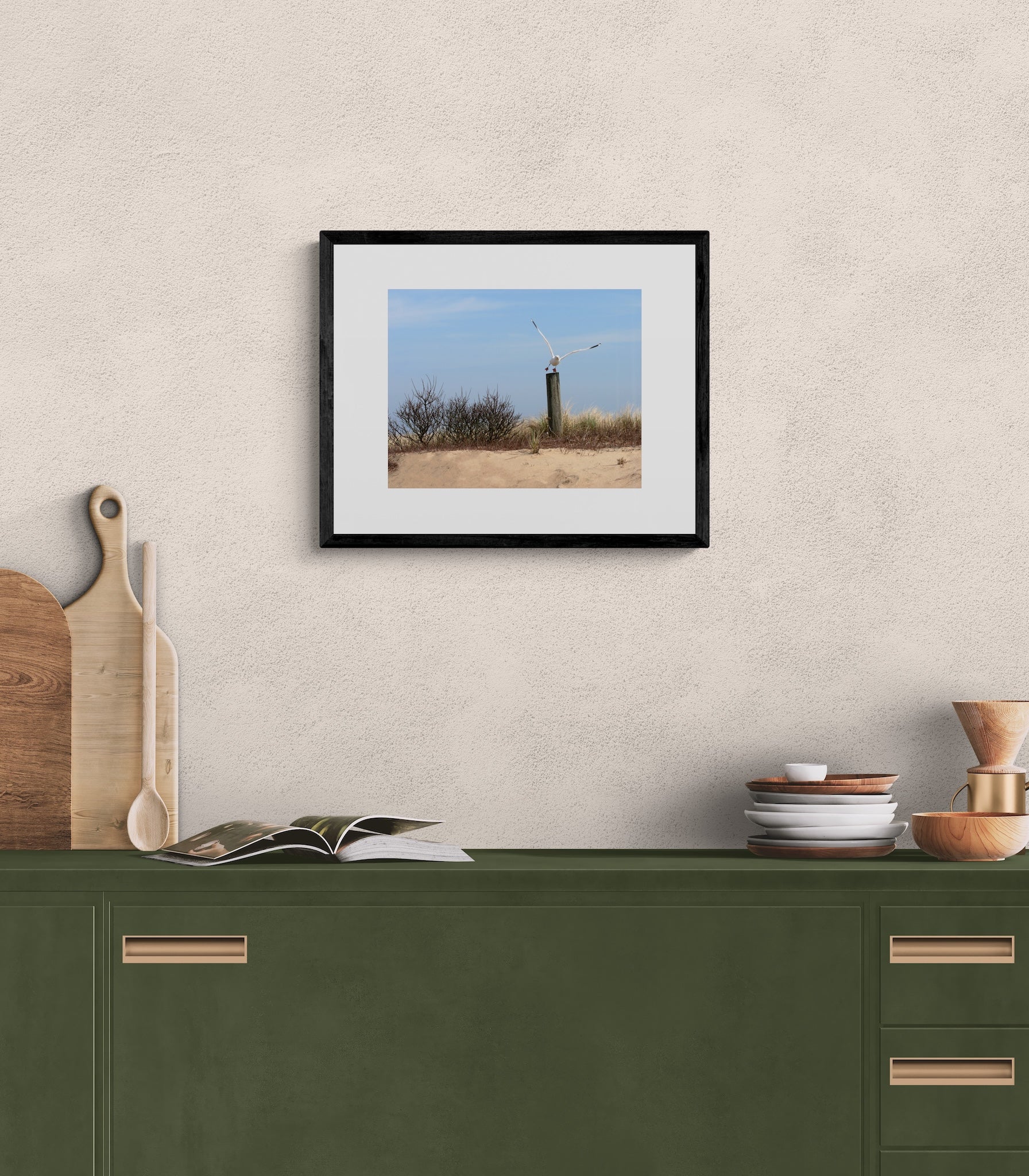 Coastal Seagull Wall Art: Serene Martha's Vineyard Beach Landscape Print