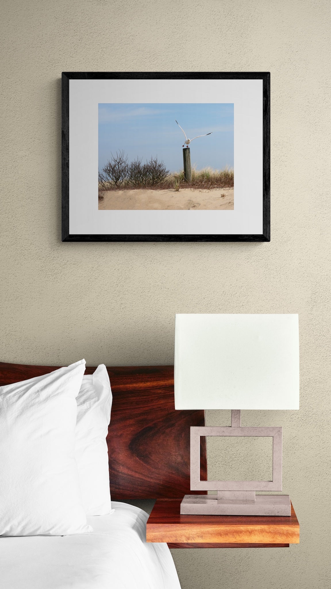 Coastal Seagull Wall Art: Serene Martha's Vineyard Beach Landscape Print