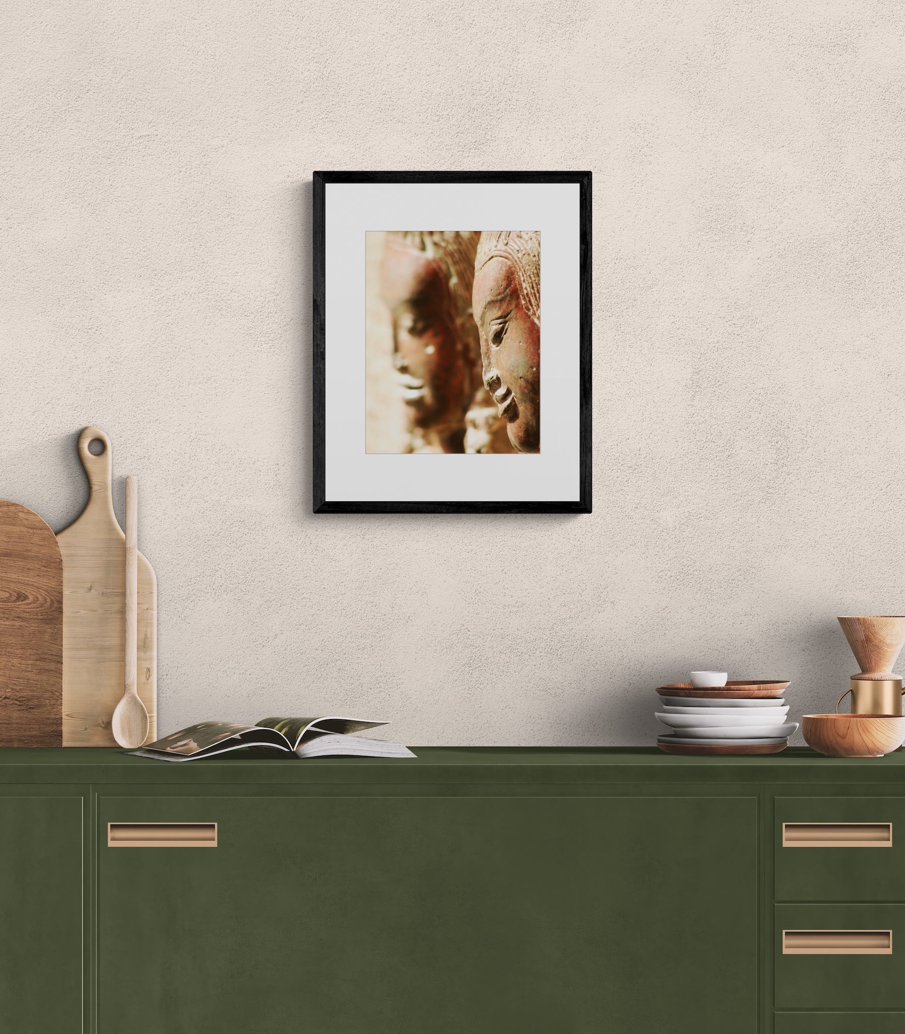 Angkor Wat Cambodia Wall Art: Apsara Reliefs UNESCO World Heritage Photography Matted Print