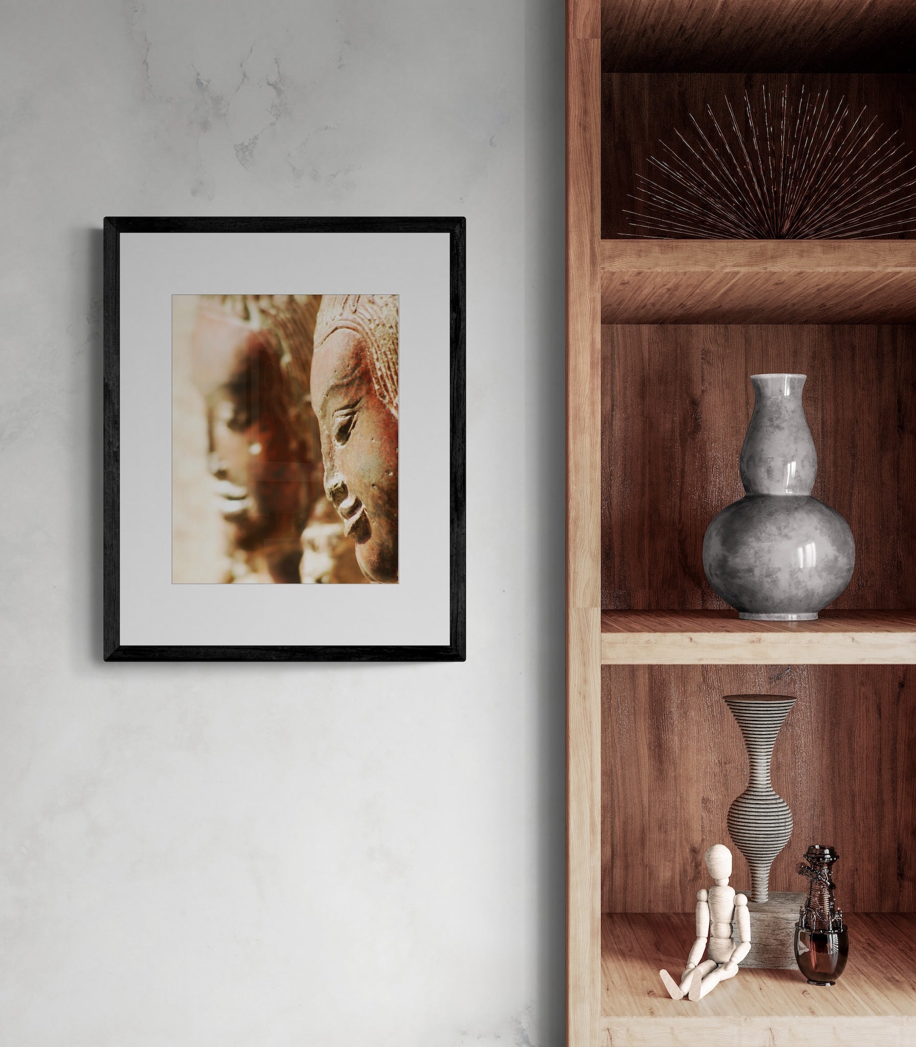 Angkor Wat Cambodia Wall Art: Apsara Reliefs UNESCO World Heritage Photography Matted Print