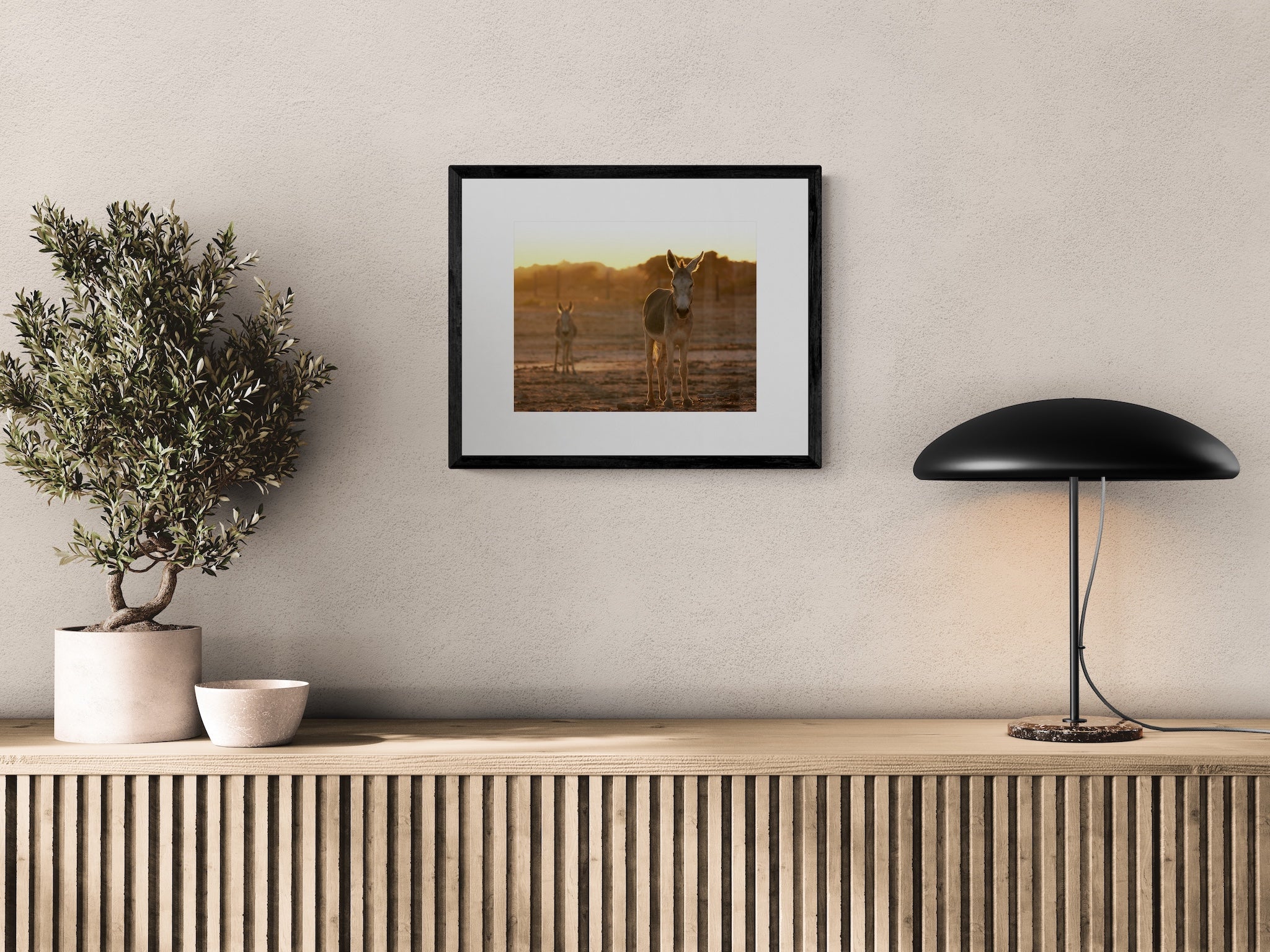 Sunset Donkey Wall Art: Rustic Western Landscape Photography Print
