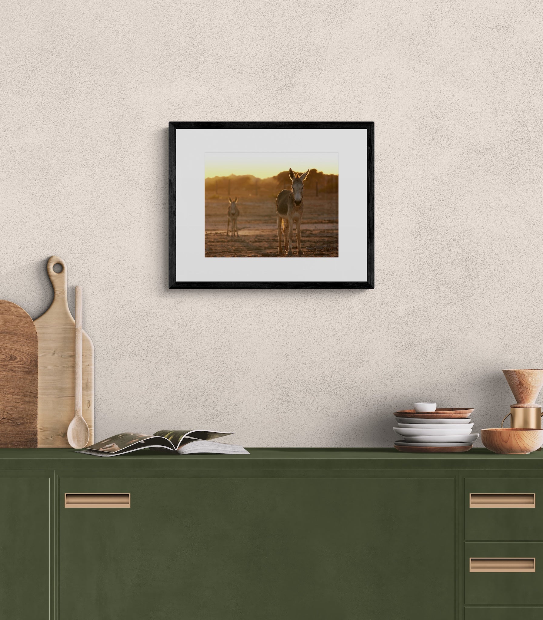 Sunset Donkey Wall Art: Rustic Western Landscape Photography Print