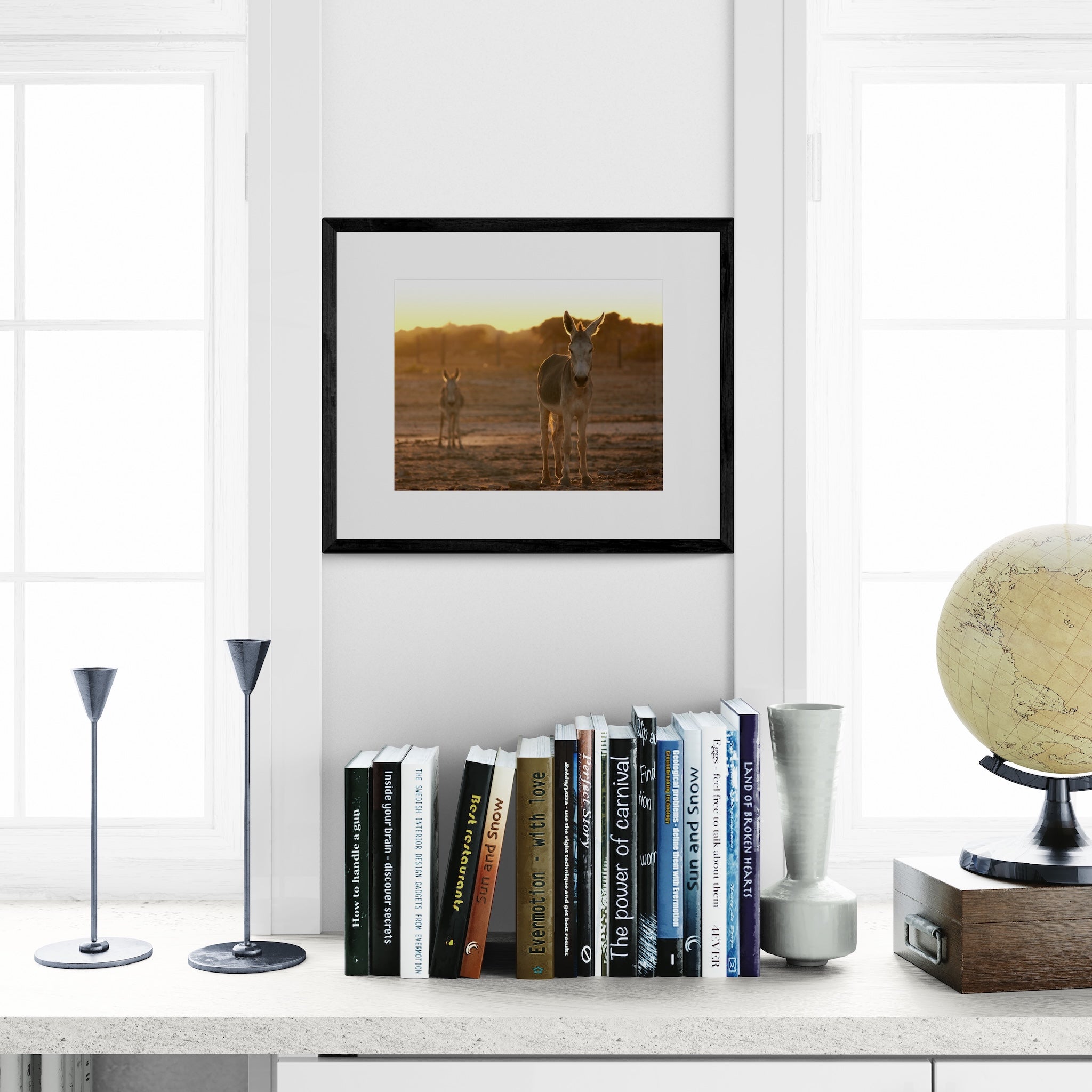 Sunset Donkey Wall Art: Rustic Western Landscape Photography Print