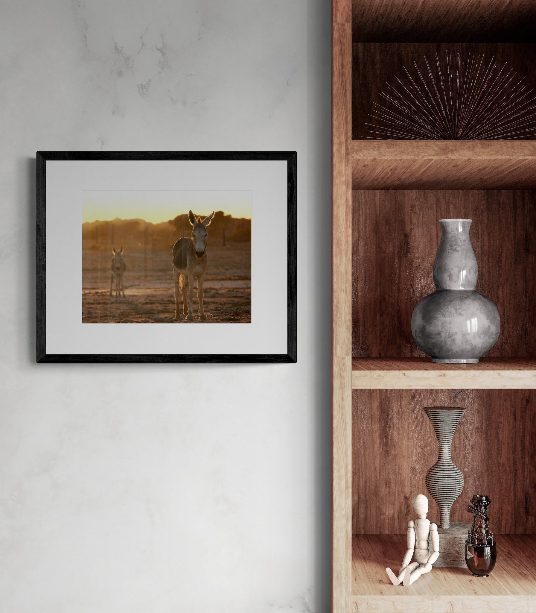 Sunset Donkey Wall Art: Rustic Western Landscape Photography Print