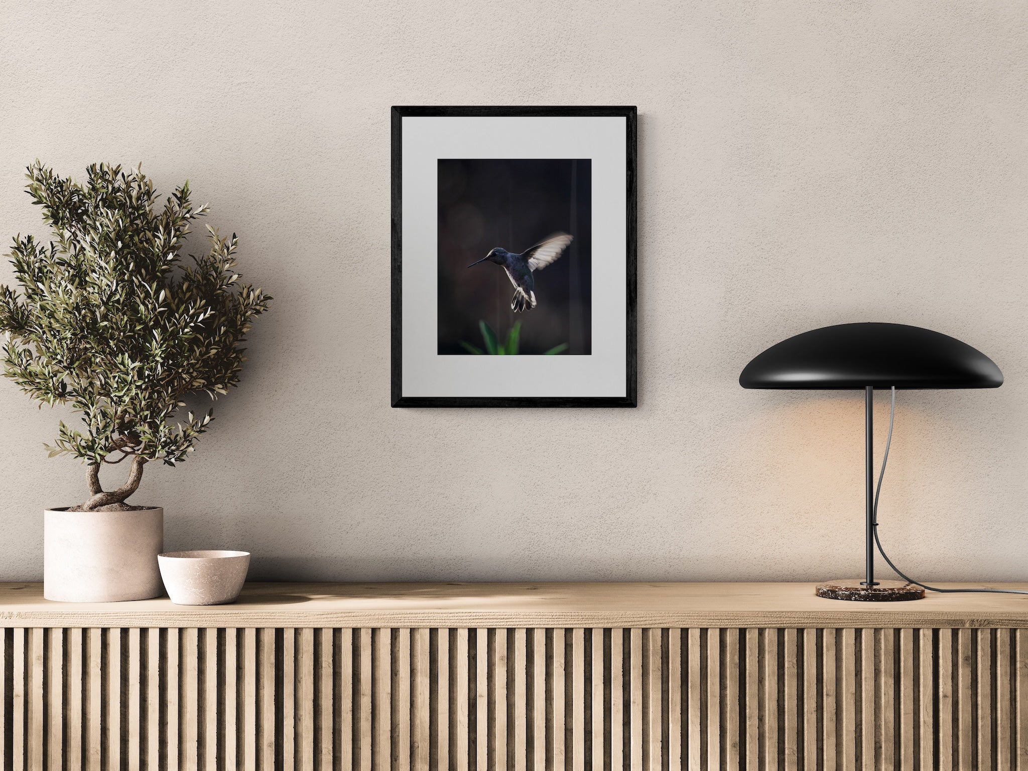 California Hummingbird Wall Art: Moody Nature Photography & Wildlife Print