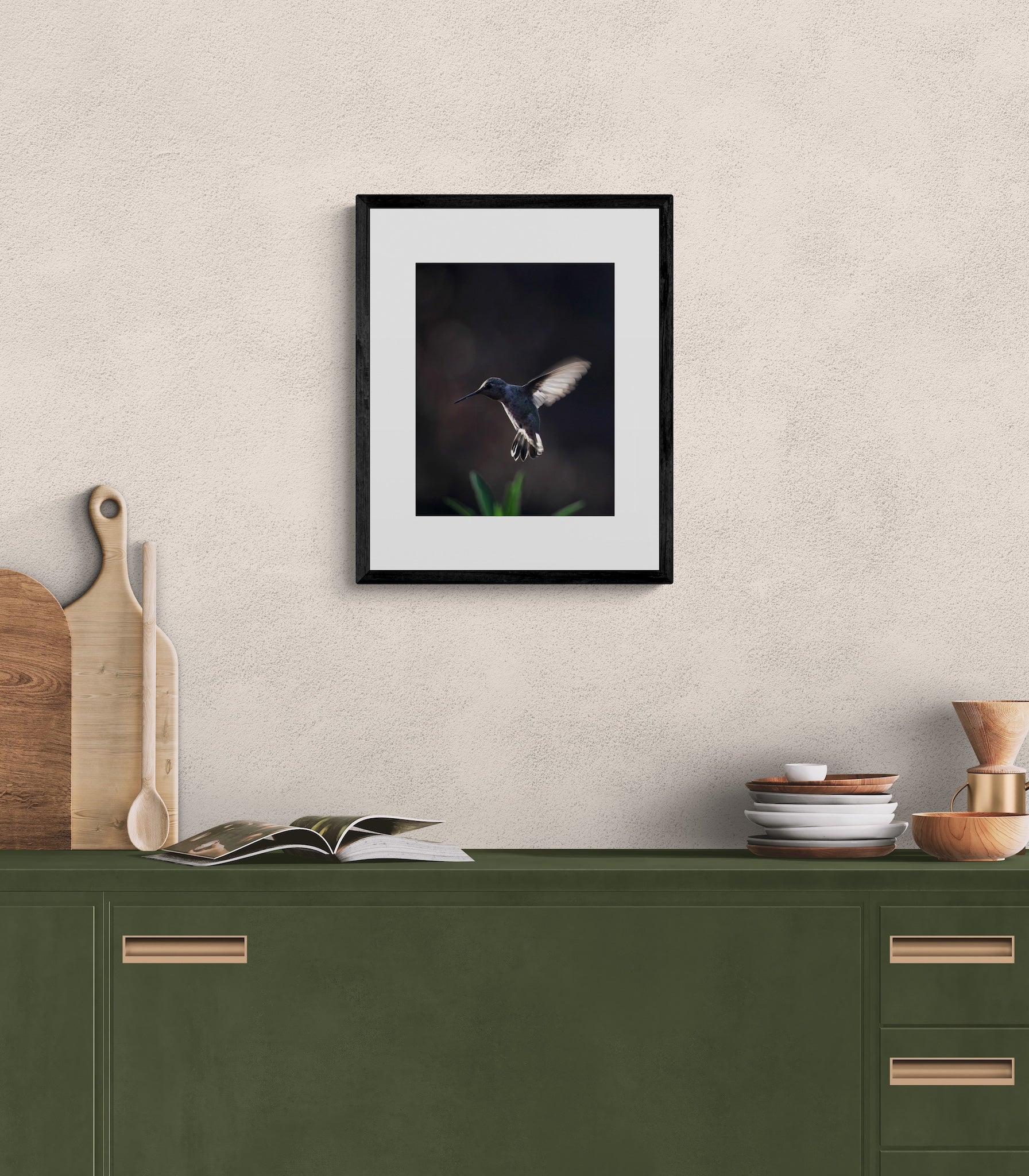 California Hummingbird Wall Art: Moody Nature Photography & Wildlife Print