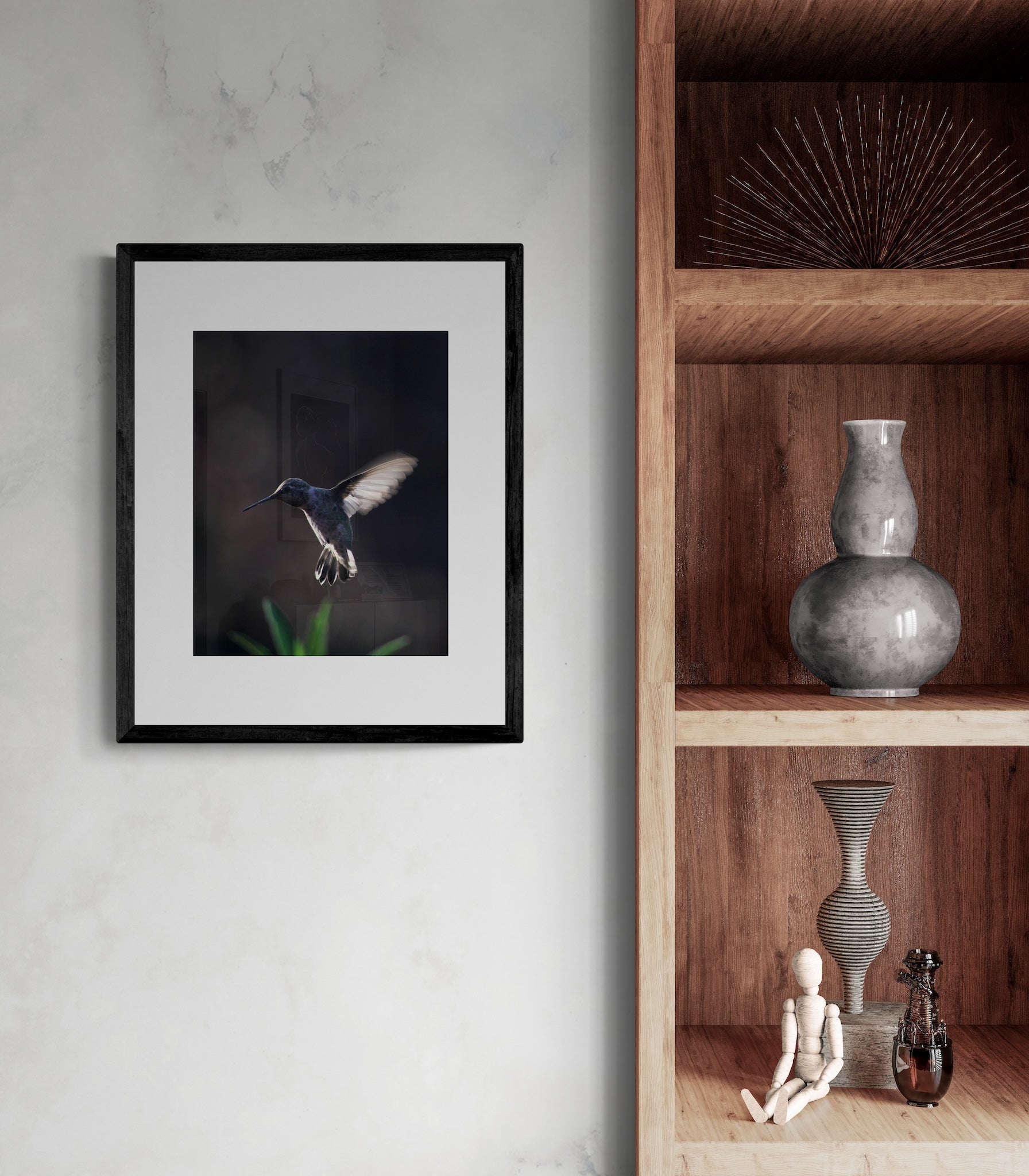 California Hummingbird Wall Art: Moody Nature Photography & Wildlife Print