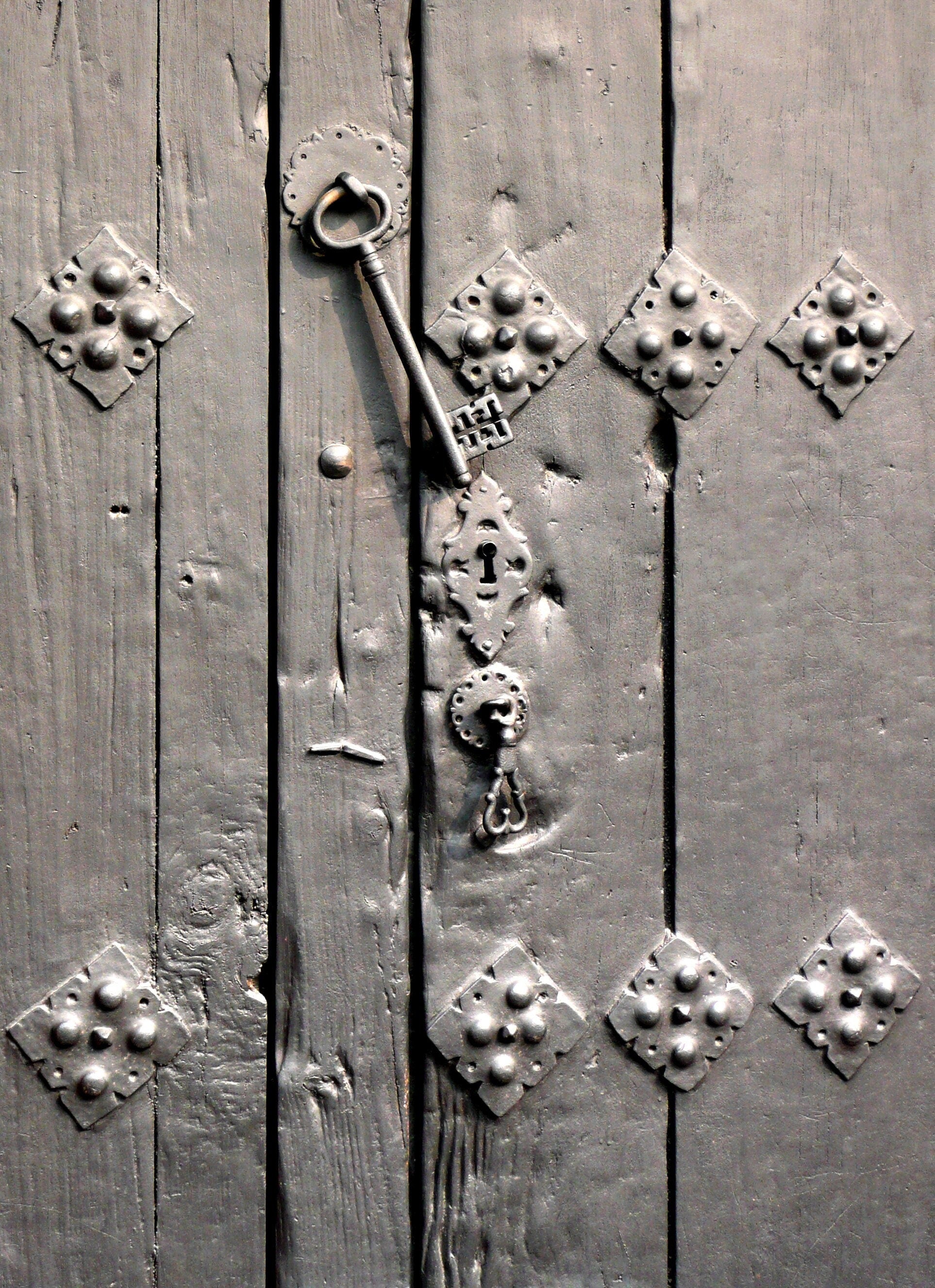 Antigua Guatemala Photography Print: Antique Key on Weathered Door