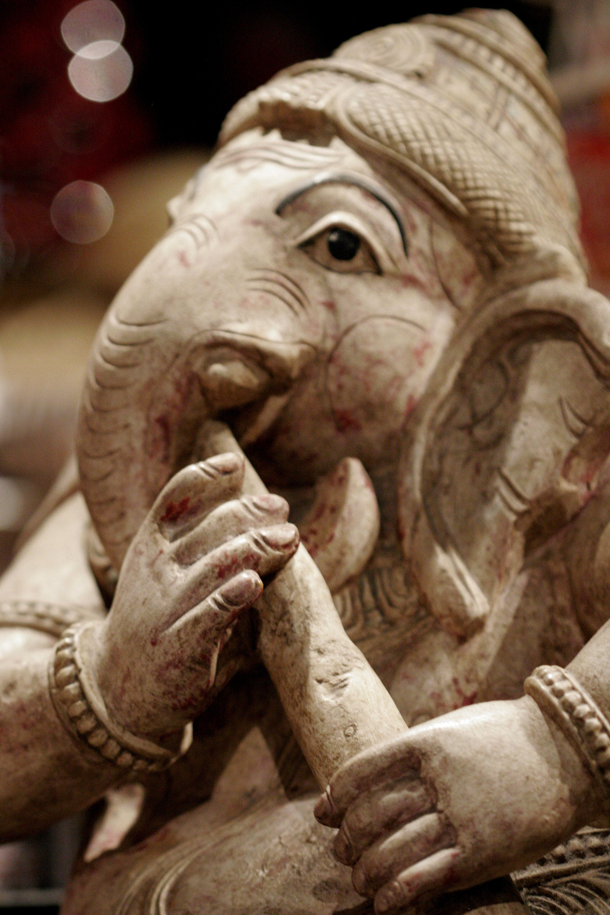 Ganesh with Flute Photography: Lord Ganesha Statue, Hindu Mythology Matted Fine Art Print