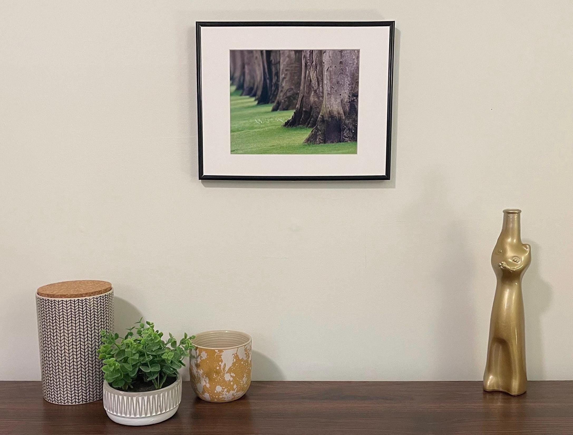 Tree Trunk Photography Print: Keukenhof Gardens Netherlands, Matted Green Nature Wall Art Decor