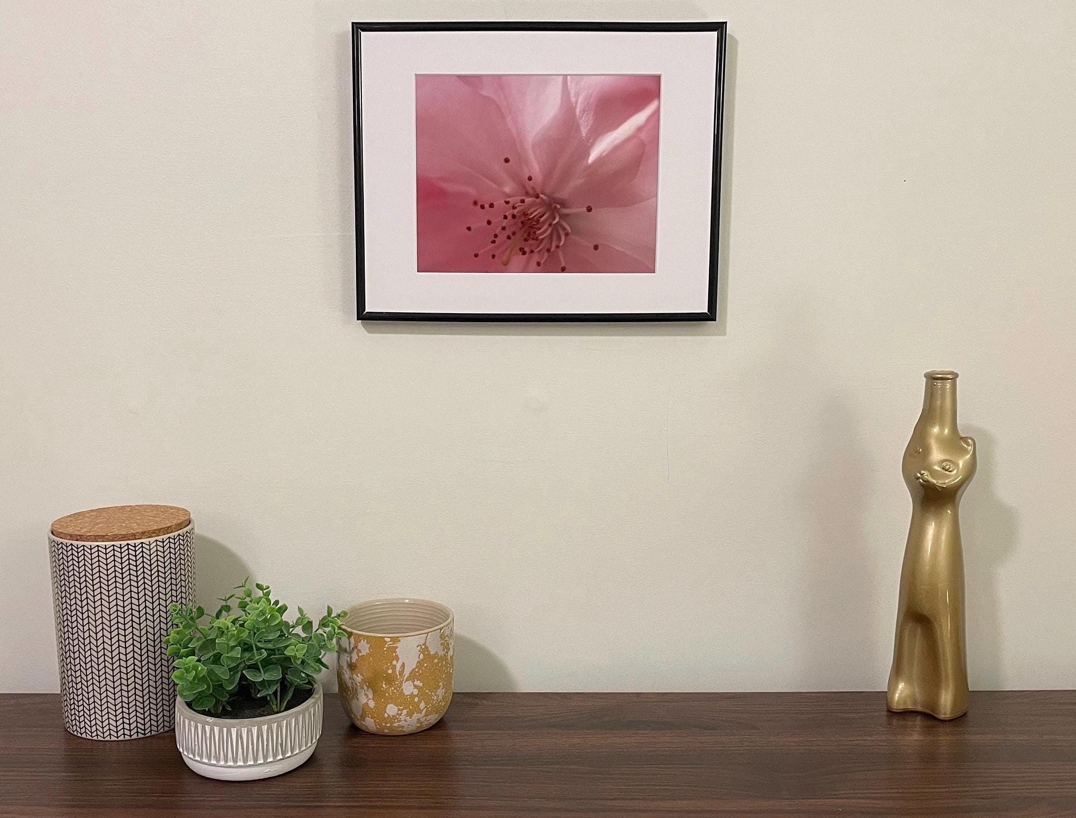 Pink Cherry Blossom Macro Photography: Martha's Vineyard Floral Wall Art, Matted Fine Art Print