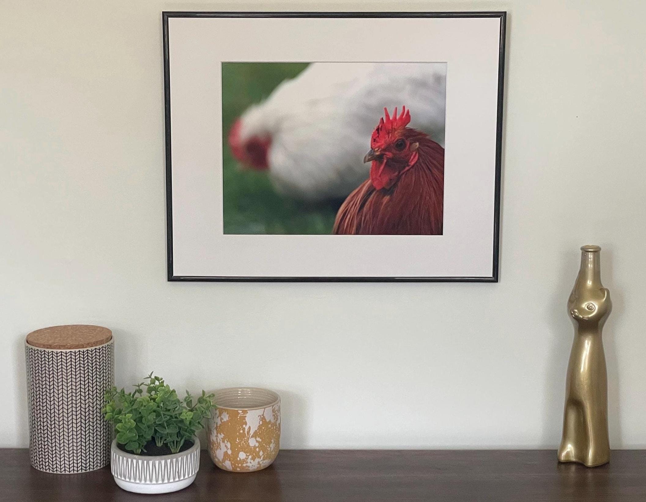 Rooster Photography Print: Keukenhof Gardens Netherlands, Matted Bokeh Animal Wall Art Decor