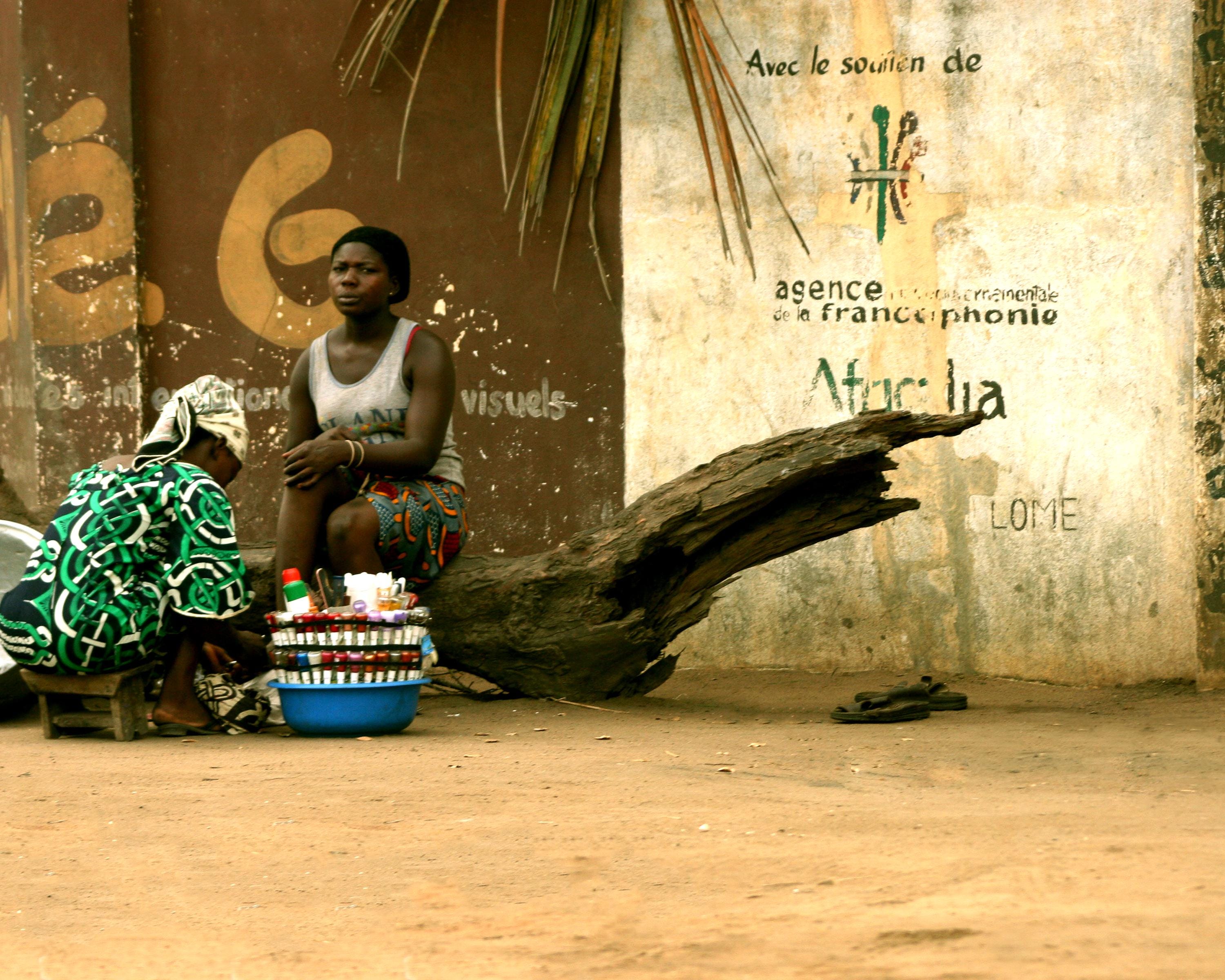 Lomé Togo Wall Art: Roadside Pedicure and Urban West Africa Street Scene Photo