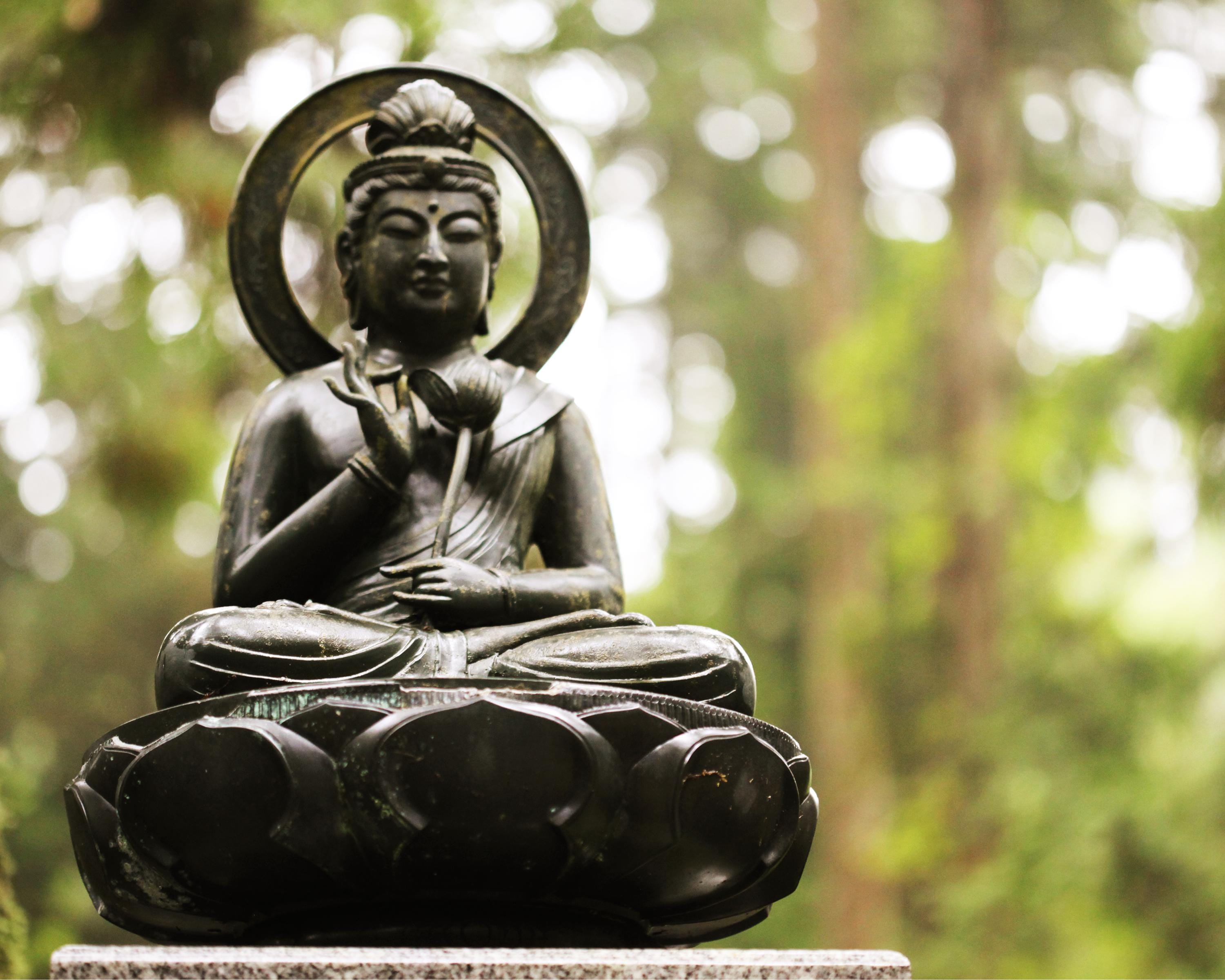 Zen Buddha Statue Wall Art: Meditative Okunoin Cemetery Japan Greeting Card