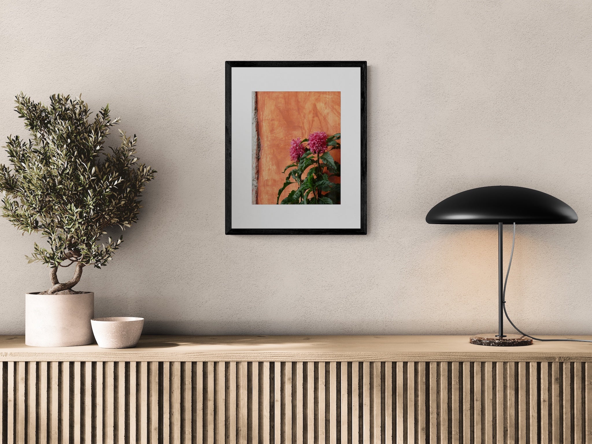 Pink Justicia Flower Photography Print: Antigua Guatemala Vibrant Orange Wall Decor