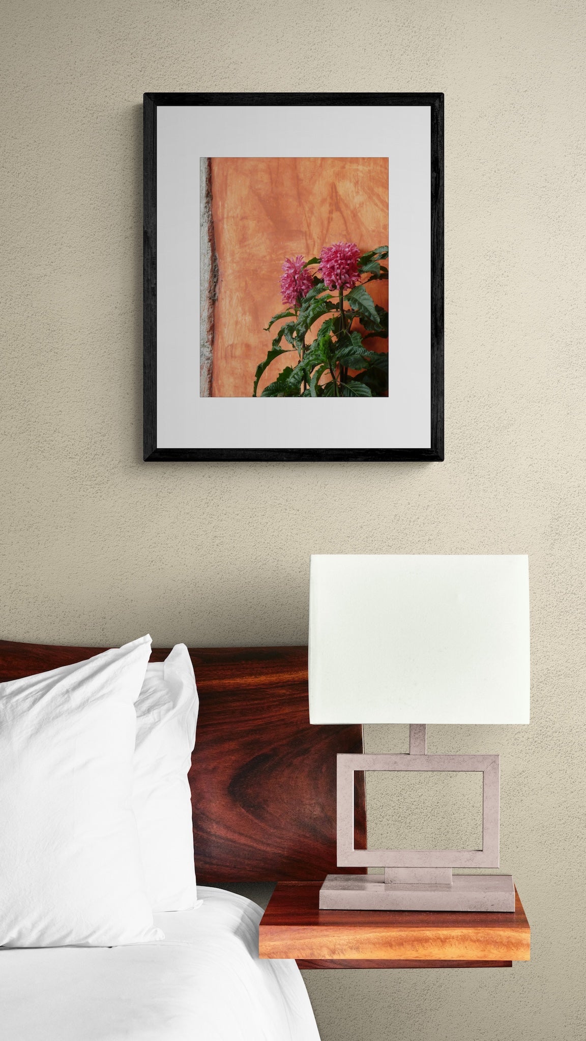 Pink Justicia Flower Photography Print: Antigua Guatemala Vibrant Orange Wall Decor