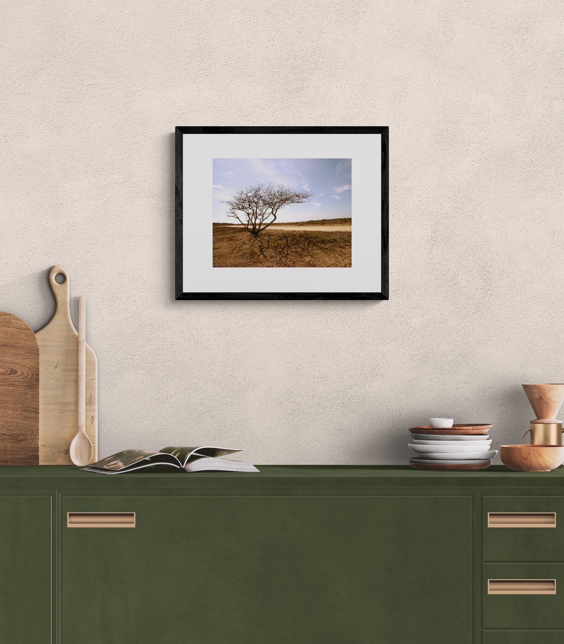 Lone Tree Photography Print: Chappaquiddick Island Massachusetts, Matted Nature Wall Art Decor