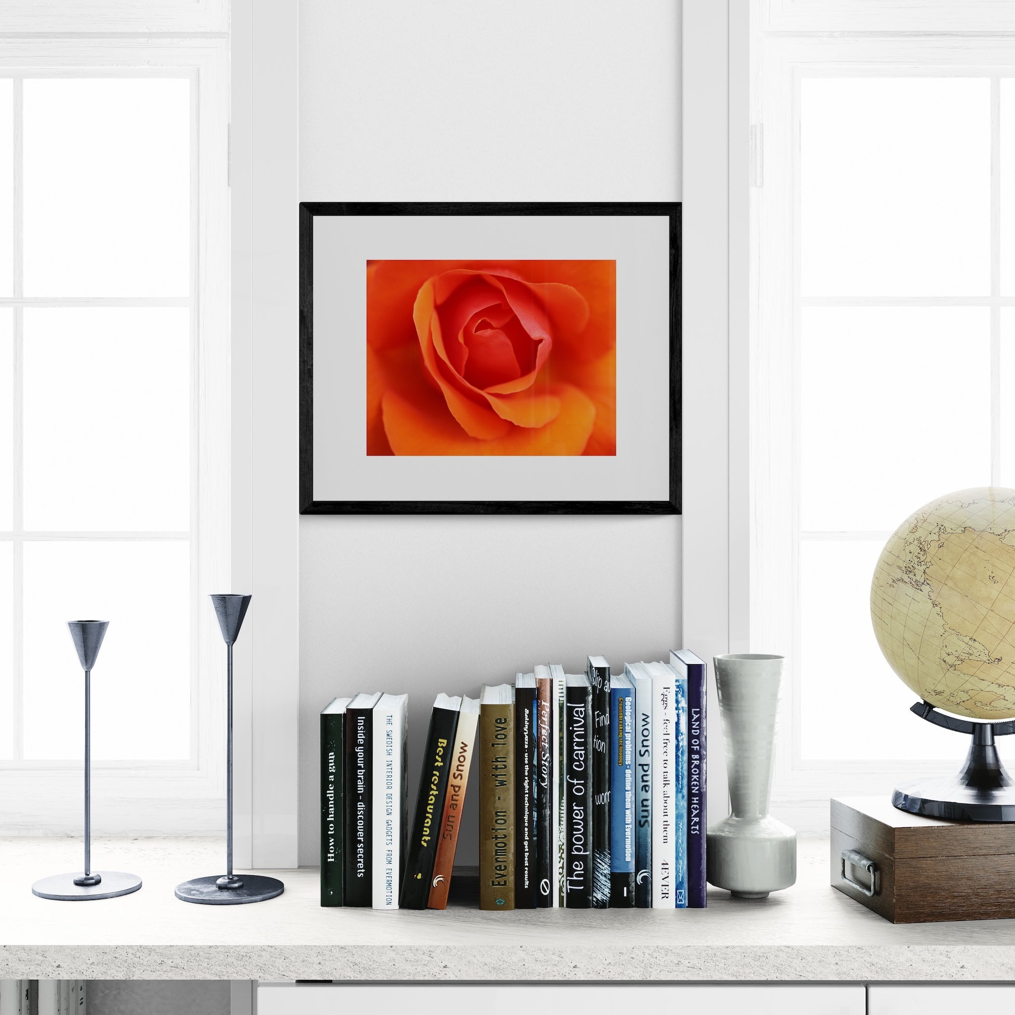 Copenhagen Orange Rose Wall Art: Vibrant Floral Botanical Photography Print