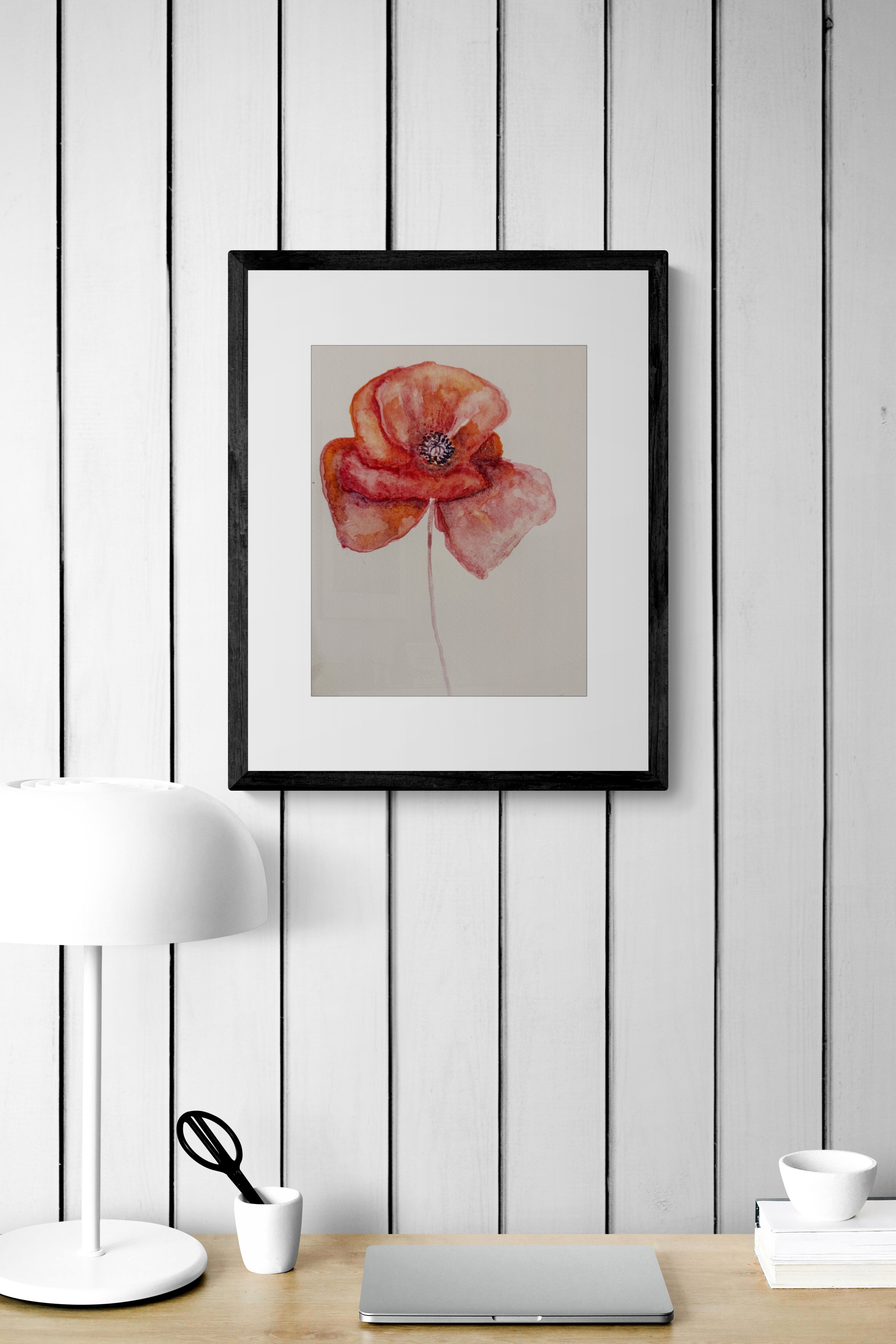 Poppy Watercolor Study Art Print