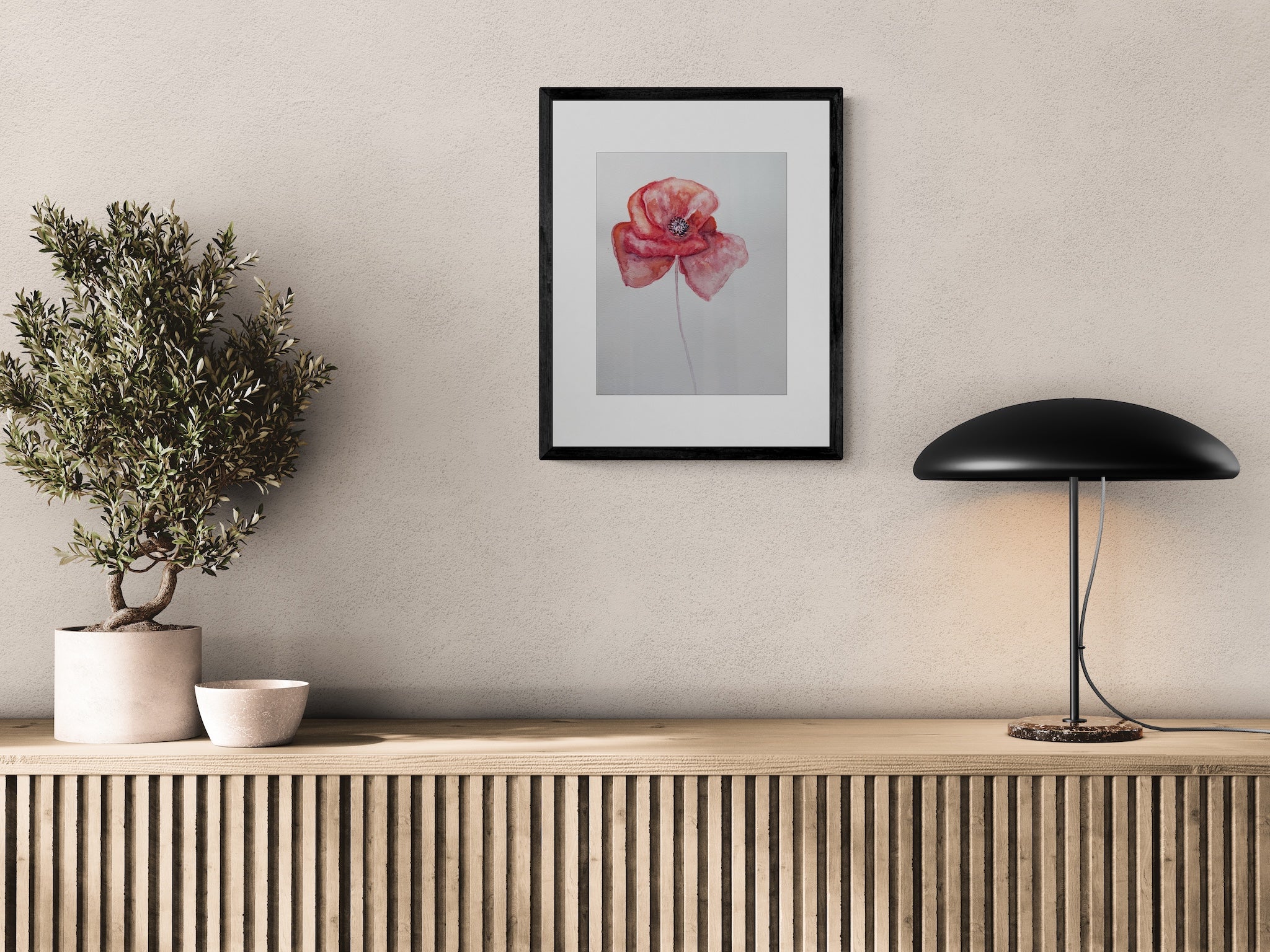 Poppy Watercolor Study Art Print