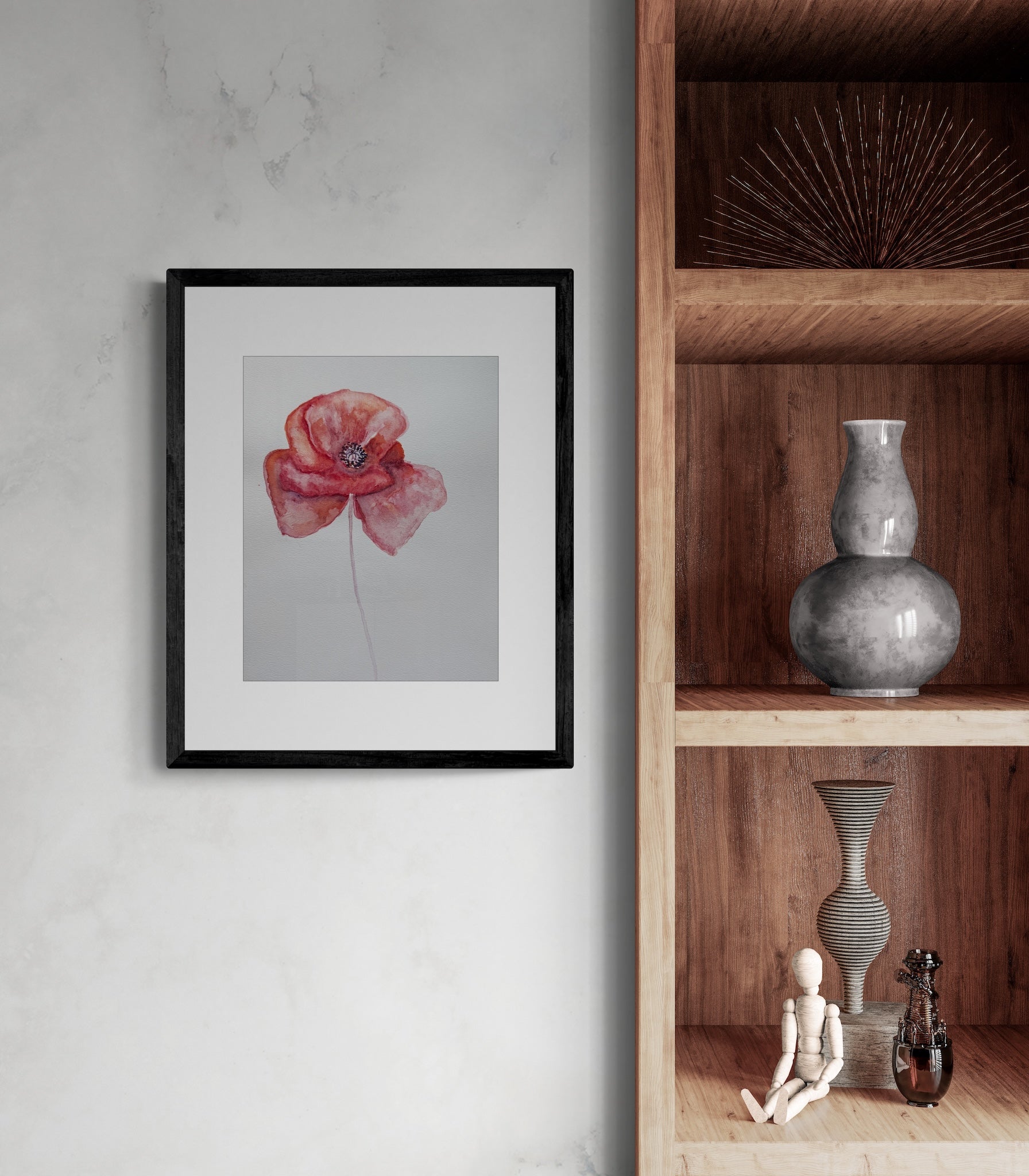 Poppy Watercolor Study Art Print
