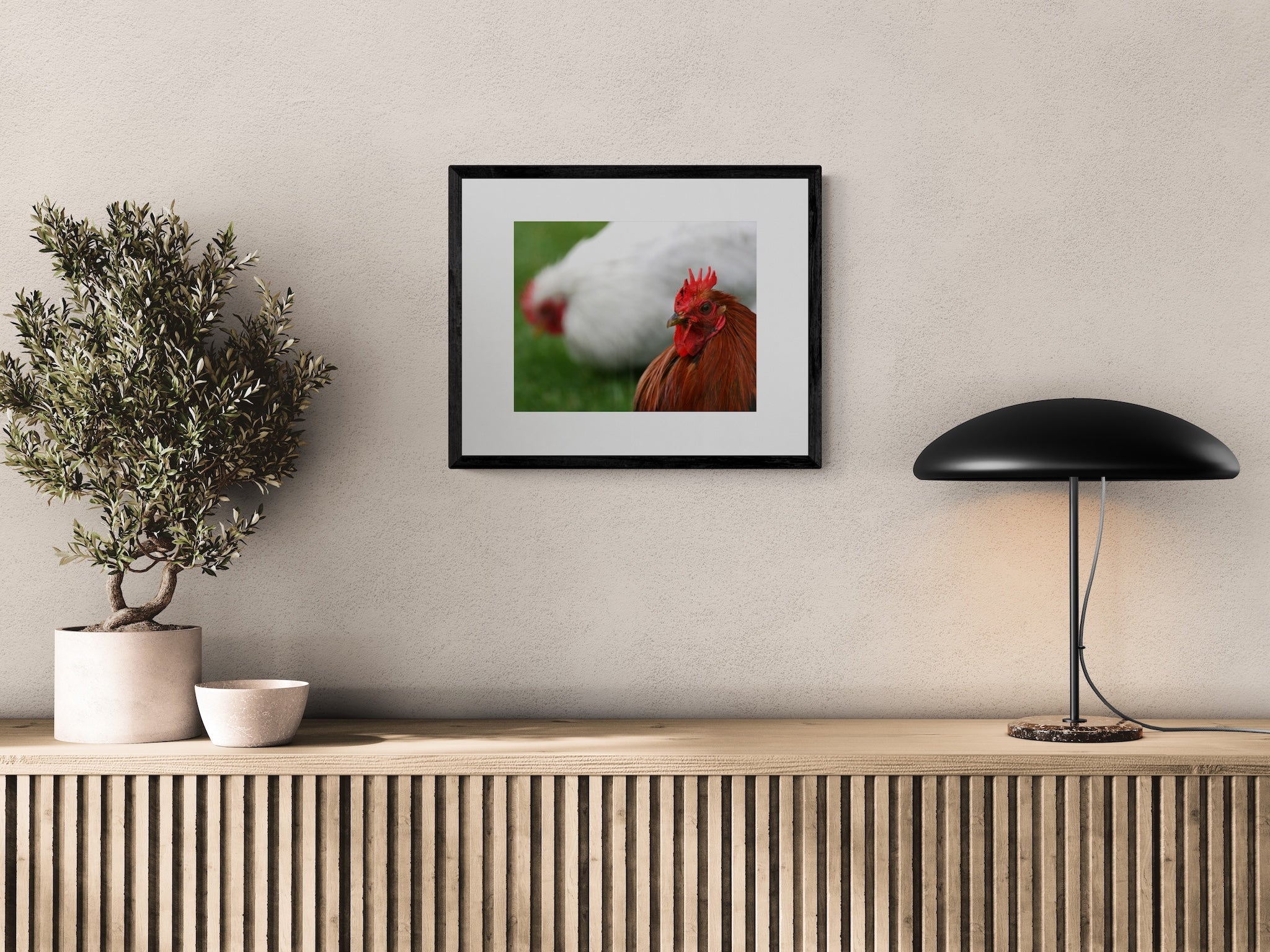 Rooster Photography Print: Keukenhof Gardens Netherlands, Matted Bokeh Animal Wall Art Decor