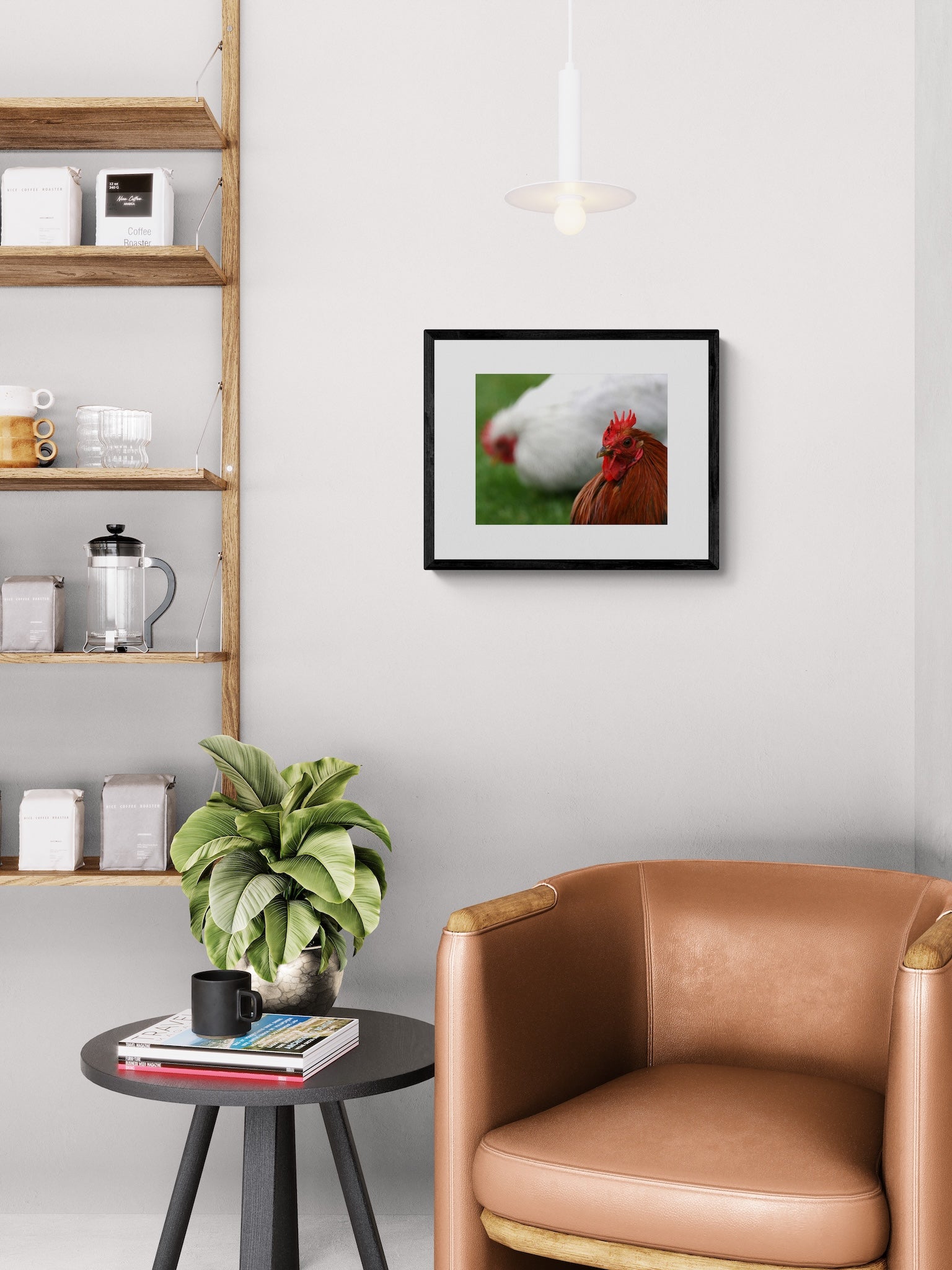 Rooster Photography Print: Keukenhof Gardens Netherlands, Matted Bokeh Animal Wall Art Decor