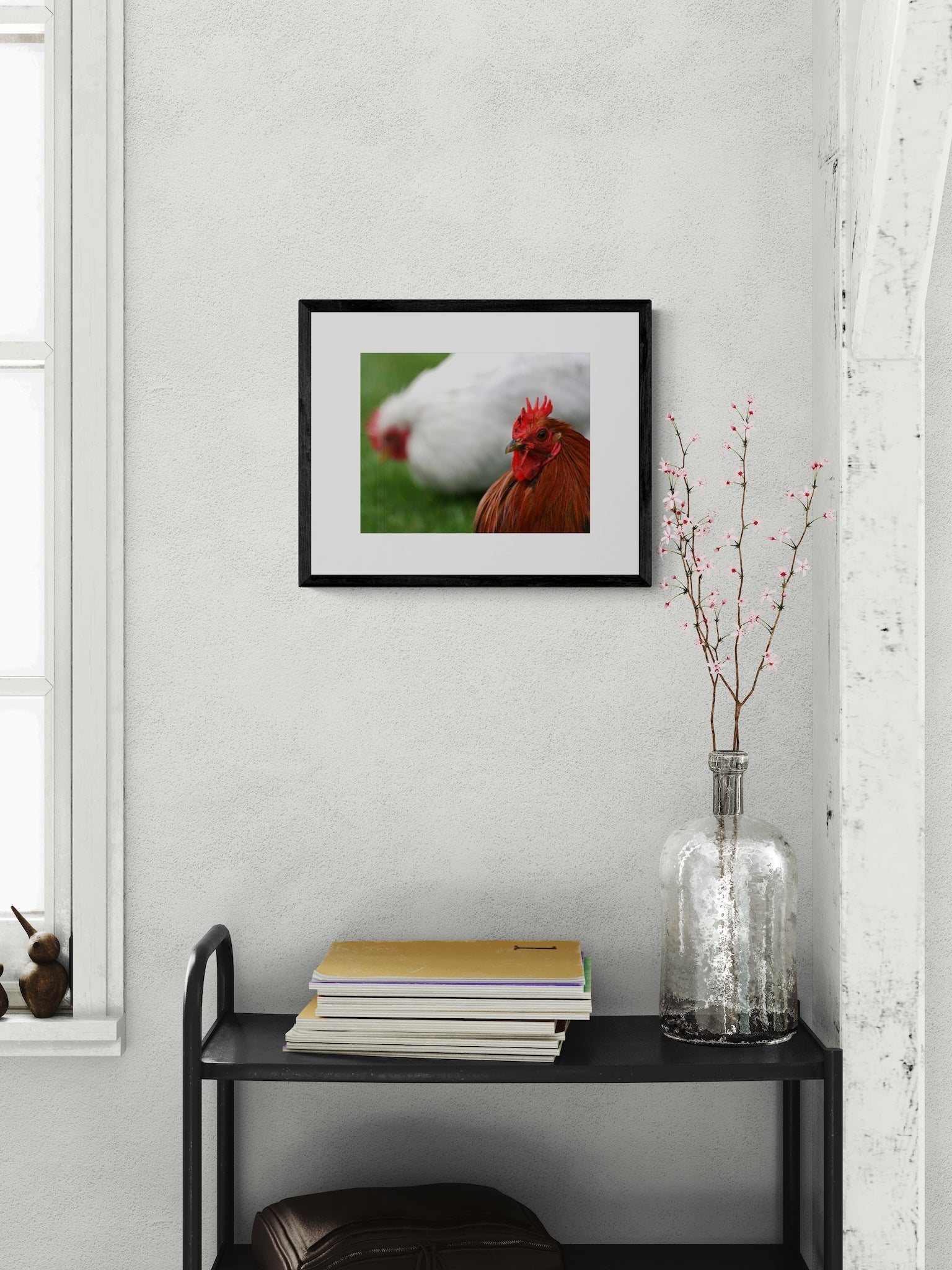 Rooster Photography Print: Keukenhof Gardens Netherlands, Matted Bokeh Animal Wall Art Decor