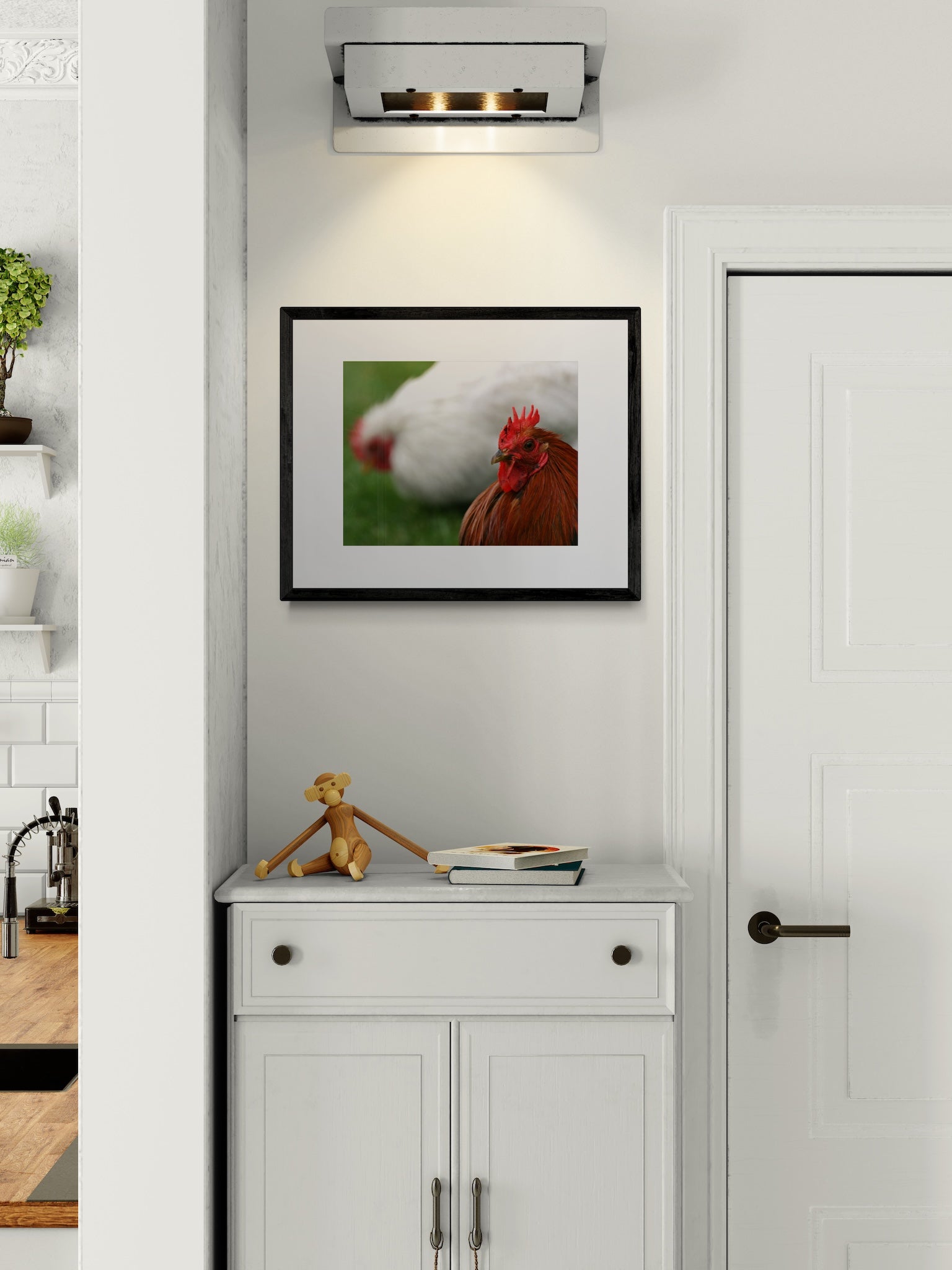 Rooster Photography Print: Keukenhof Gardens Netherlands, Matted Bokeh Animal Wall Art Decor