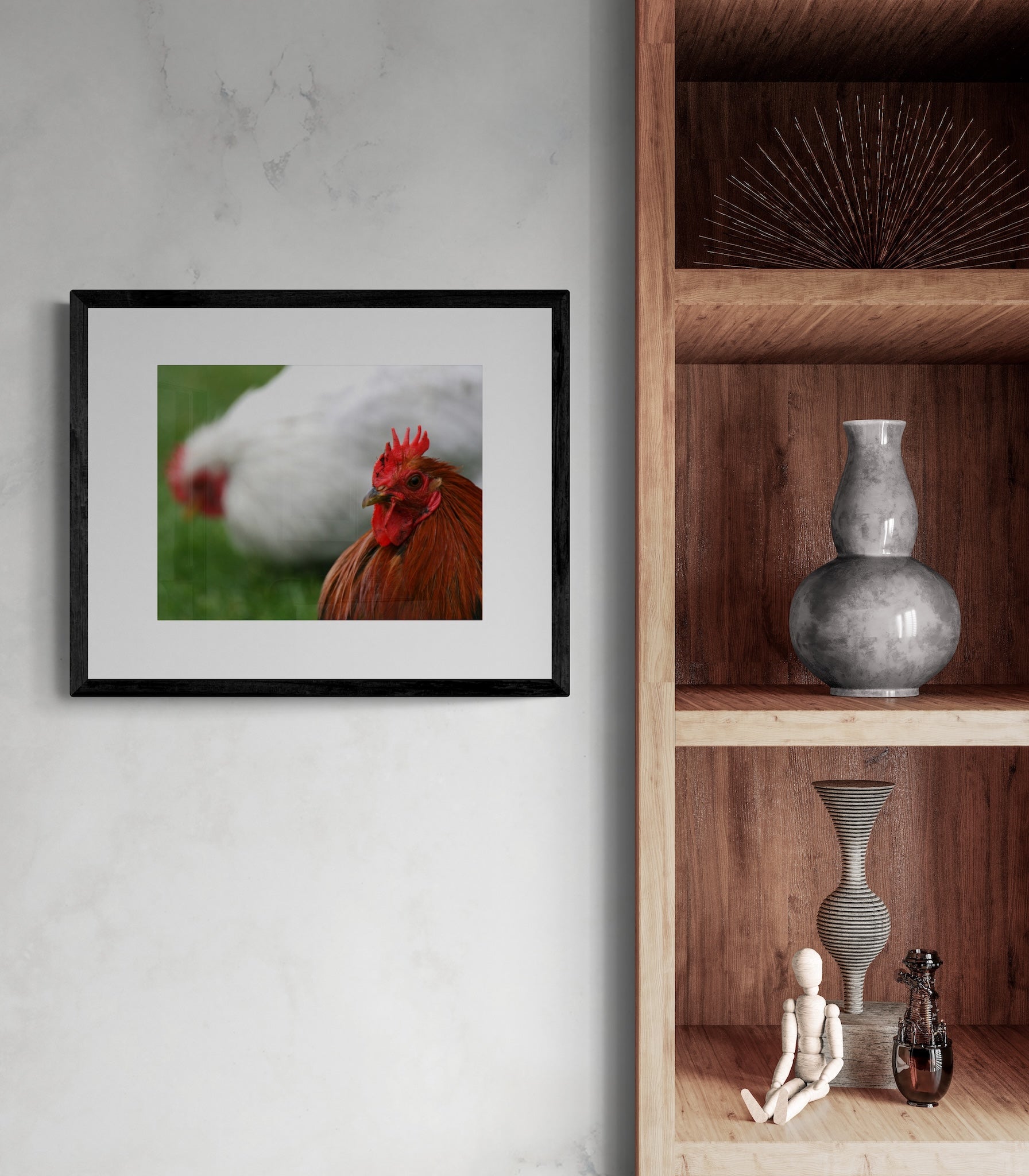 Rooster Photography Print: Keukenhof Gardens Netherlands, Matted Bokeh Animal Wall Art Decor