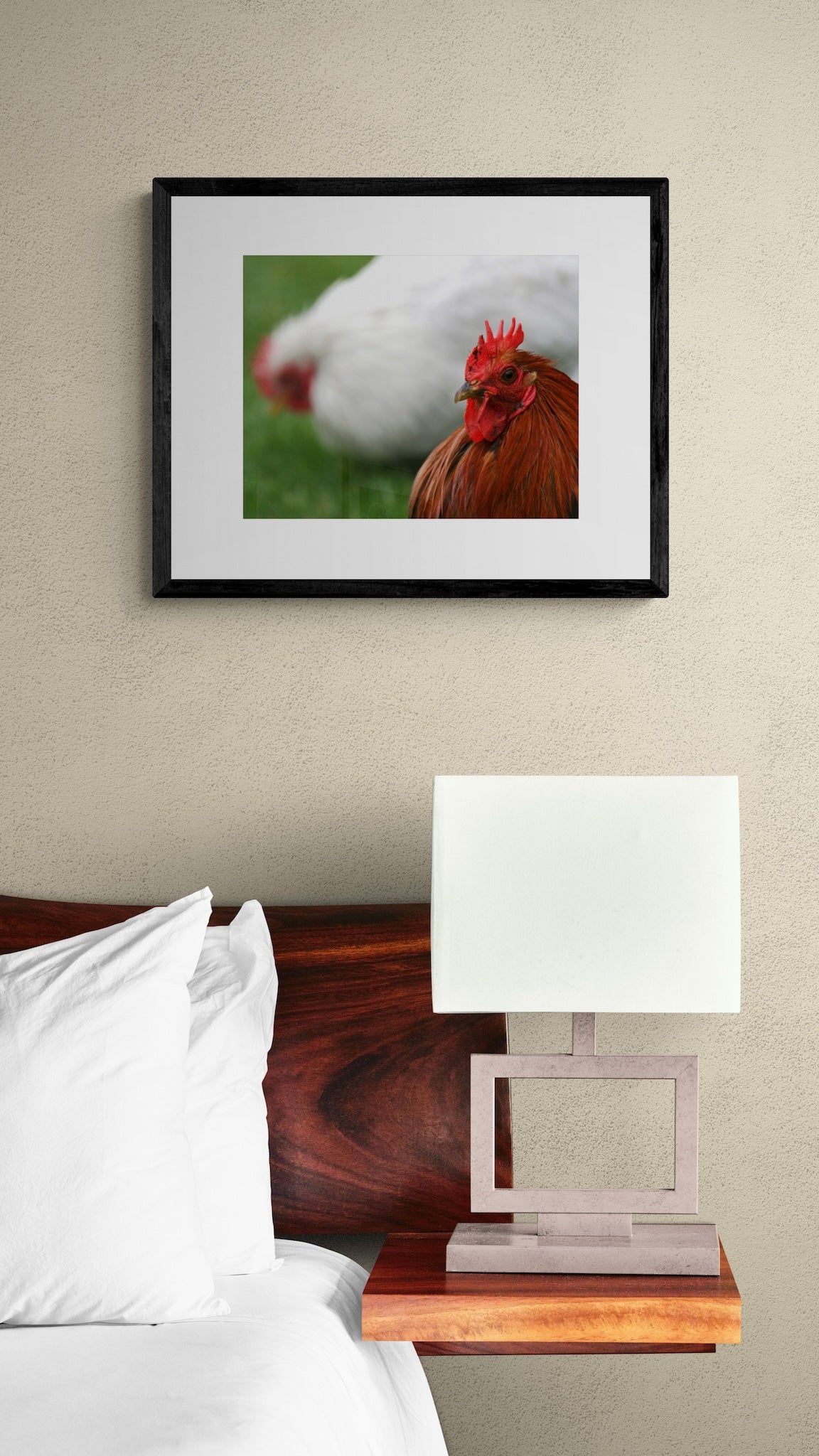 Rooster Photography Print: Keukenhof Gardens Netherlands, Matted Bokeh Animal Wall Art Decor