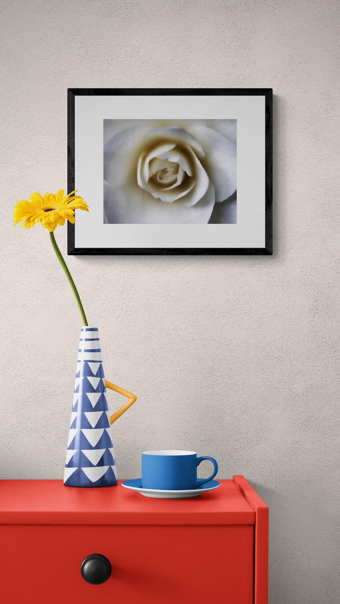 Portland White Rose Wall Art: Elegant Botanical Photography Print