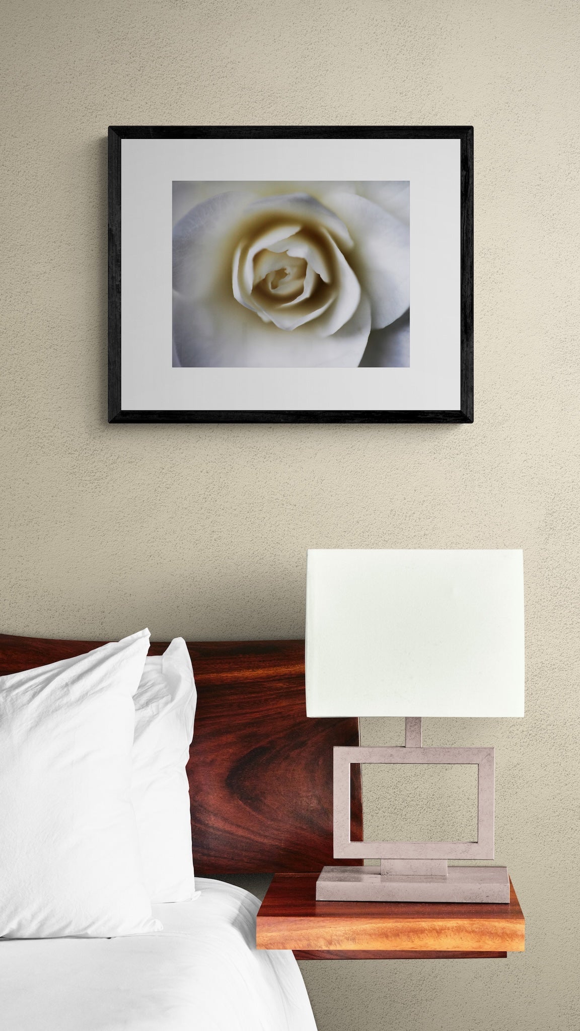 Portland White Rose Wall Art: Elegant Botanical Photography Print