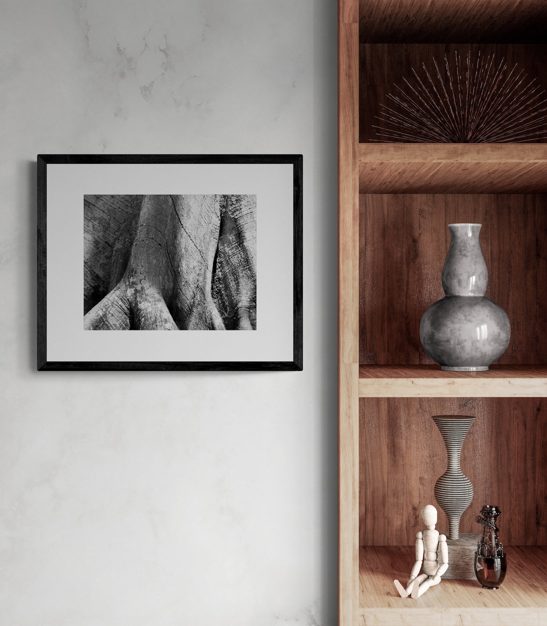 Ceiba Tree Photography Print: Tikal Guatemala UNESCO World Heritage, Black and White Matted Art